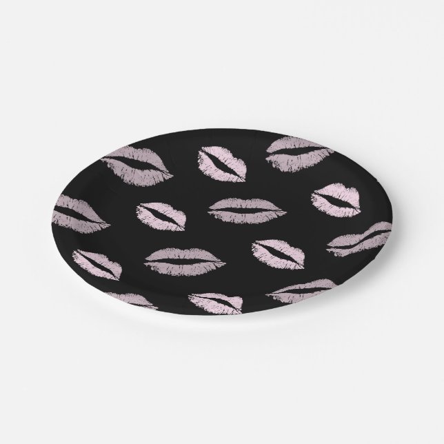 Silvery Pink  Kisses Paper Plate (Angled)