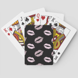 Silvery Pink Kisses Playing Cards