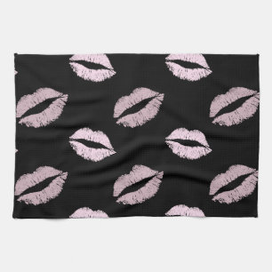 Silvery Pink Kisses Tea Towel