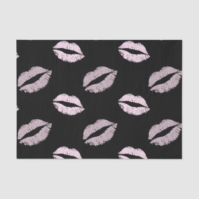 Silvery Pink  Kisses Tissue Paper (Front)