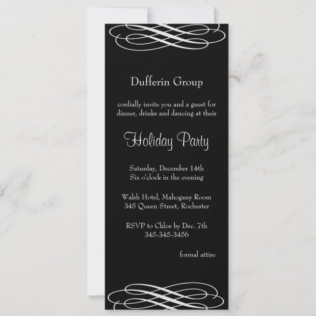 Silvery Ribbons Holiday Party Invitation (Front)