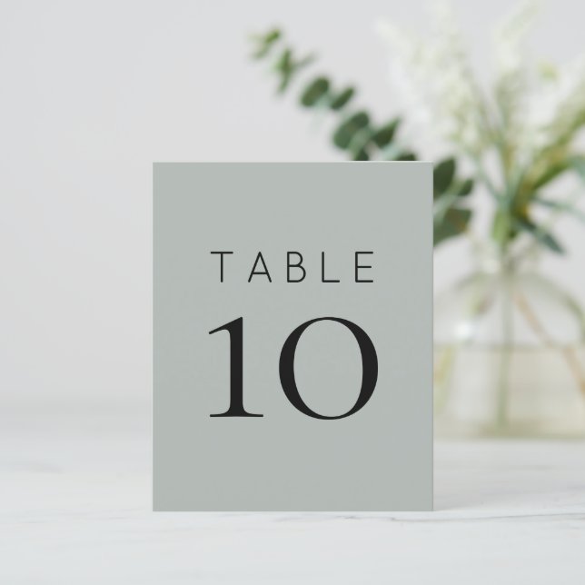 Silvery Sage Green Wedding Table Number (Standing Front)