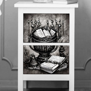 Silvery Steampunk Cauldron Spellbooks and Potions Tissue Paper