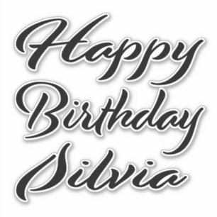 Silvia name first name black Sticker birthday