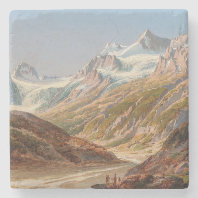 Silvretta Mountain Landscape – Ignaz Dorn Stone Coaster (Front)