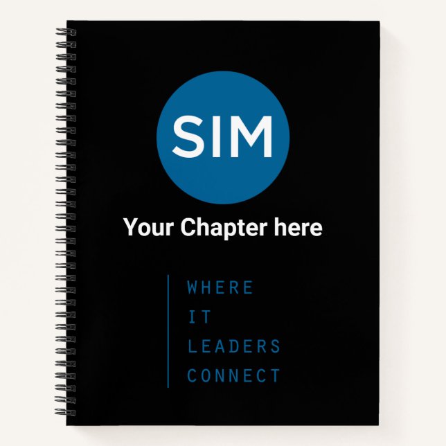 SIM in Teal on Black Notebook (Front)
