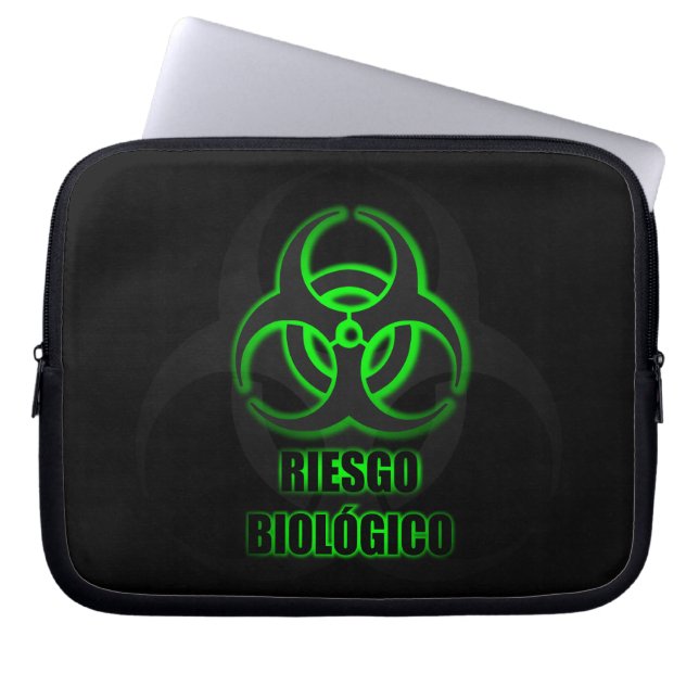 Símbolo Verde Brillante de Riesgo Biológico Laptop Sleeve (Front)