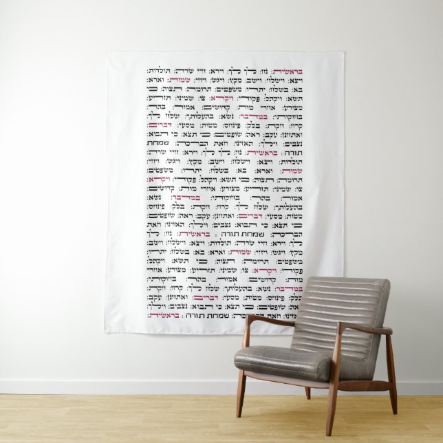 Simchat Torah - Hebrew Parshiot Cycle Jewish Tapestry (In Situ)