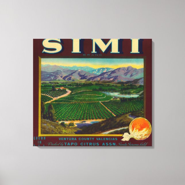 Simi Orange LabelSanta Susana, CA Canvas Print (Front)