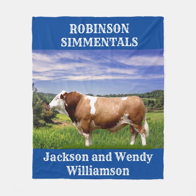 Simmental Bull in Pasture Fleece Blanket (Front)