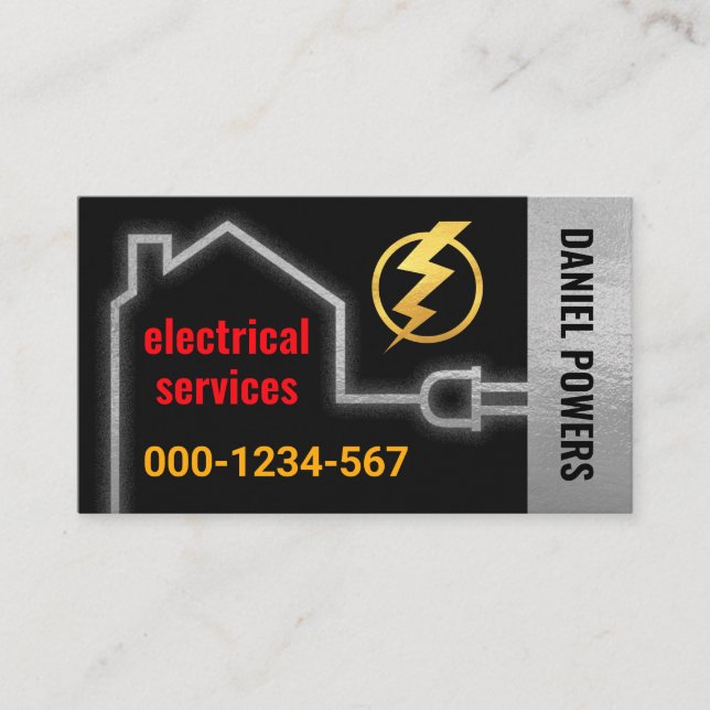 Simmering Silver Electric Home Circuit  Business Card (Front)