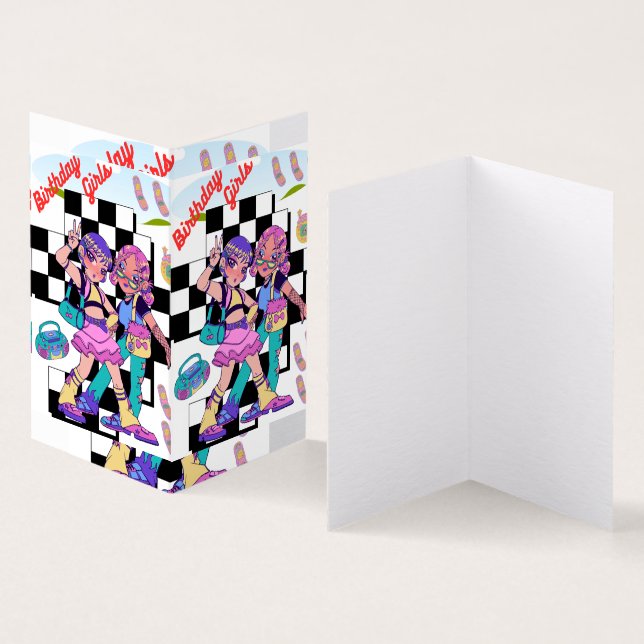 simmi fashion birthday girls folded card (Inside and Outside)