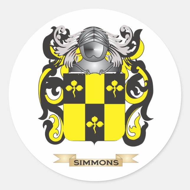 Simmons Coat of Arms (Family Crest) Classic Round Sticker (Front)