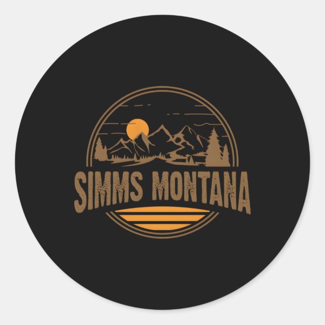 Simms Montana Mountain Hiking Print Classic Round Sticker (Front)