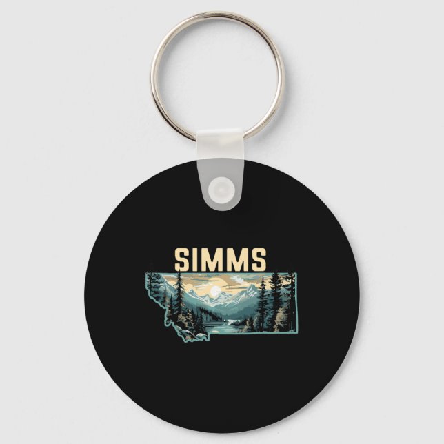 Simms Montana Outdoor Art Retro Hiking  Key Ring (Front)