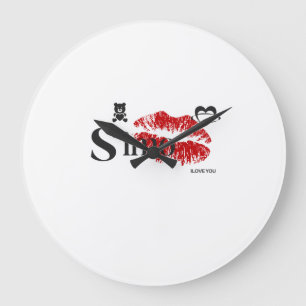 Simo I Love You ❤️   Romantic Love Design Large Clock
