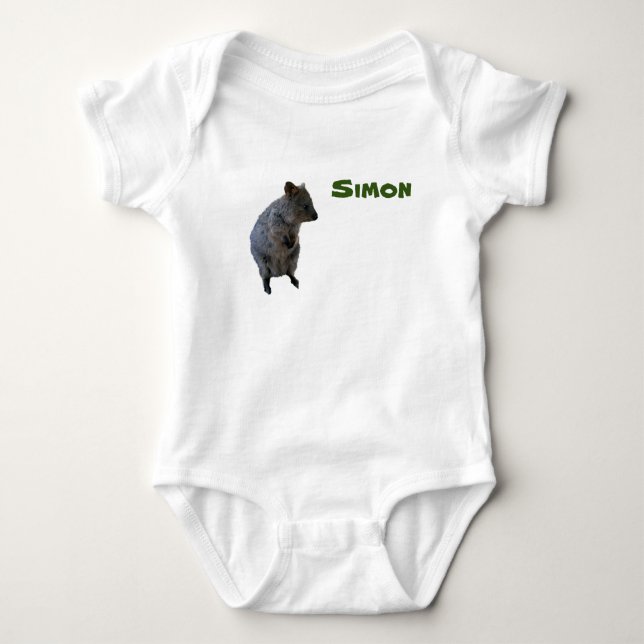 Simon Name And Aussie Quokka, Baby Bodysuit (Front)