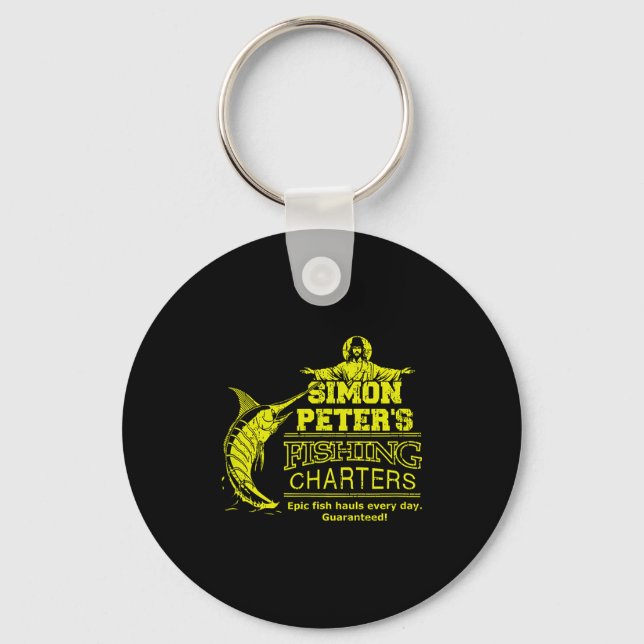 Simon Peter's Fishing Charters Funny Jesus Christ  Key Ring (Front)