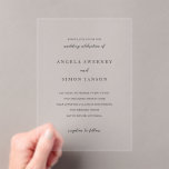 Simon Simple Elegant Wedding Acrylic Invitations<br><div class="desc">Elegant wedding acrylic invitation featuring a simple design with your details in serif and script fonts.</div>