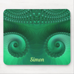 SIMON ~ Zany Shades of Green Fractal Pattern  Mouse Pad