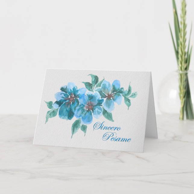 Simpatia Floral Azul - Spanish Sympathy Card (Front)
