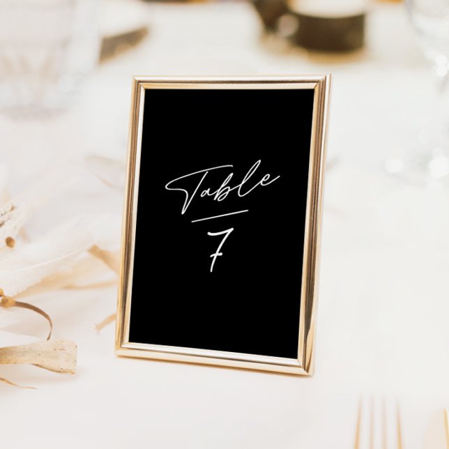 Simpe Minimalist Calligraphy Black Table Number (Simpe Minimalist Calligraphy Black Table Number)