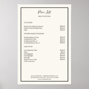 Simpel Beige Black Price List Poster