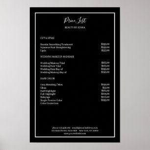 Simpel Black White Price List Poster