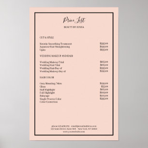Simpel Blush Black Price List Poster
