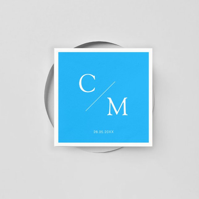 Simpel Elegant Monogramm Blue Napkin (Creator Uploaded)