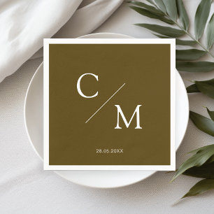 Simpel Elegant Monogramm Brown-Green Napkin