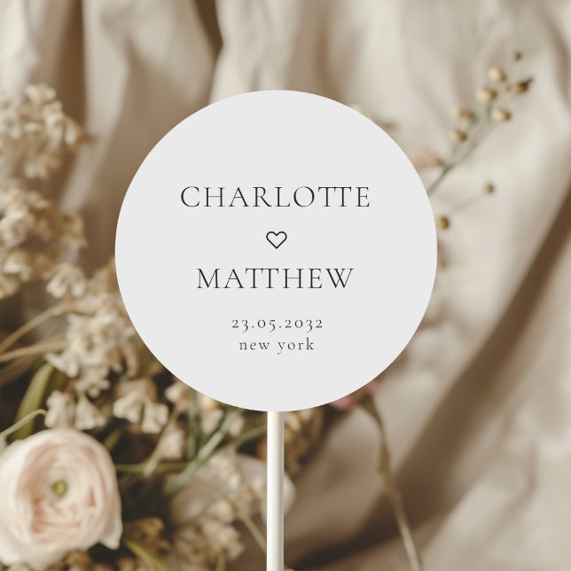 Simpel, minimal, heart wedding Round Sticker (Simpel, minimal, gray, heart wedding Round Sticker.)