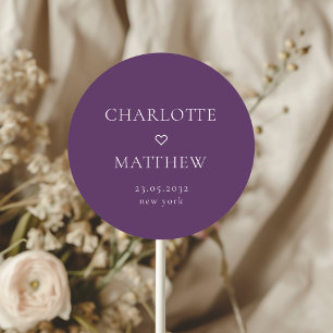 Simpel, minimal, heart wedding Round Sticker