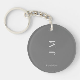 Simpel Name & Initials Chic Grey Key Ring