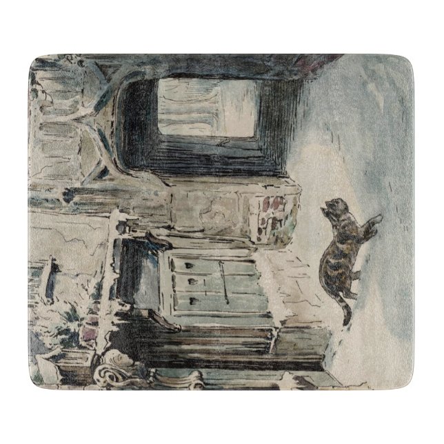 Simpkin the Cat Goes Out (by Beatrix Potter) Cutting Board (Front)