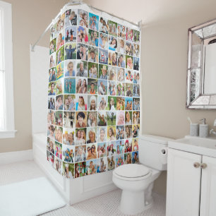 Simple 100 Square Photo Collage Shower Curtain