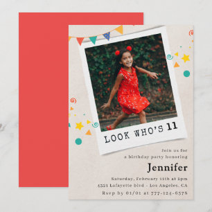 Simple 11th birthday invitations Girl Photo
