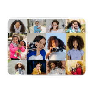 Simple 12 Photo Collage Gift Magnet