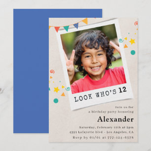 Simple 12th birthday invitations Blue Photo