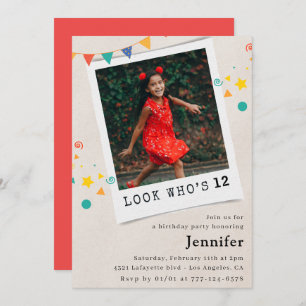 Simple 12th birthday invitations Girl Photo