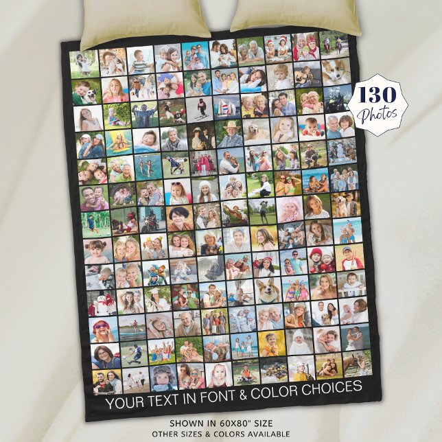 Simple 130 Square Photo Collage Personalised Fleece Blanket (Creator Uploaded)
