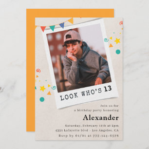 Simple 13th birthday invitations Boy Photo