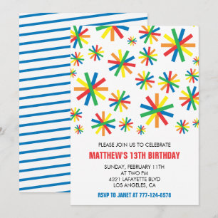 Simple 13th birthday invitations Confetti Boy