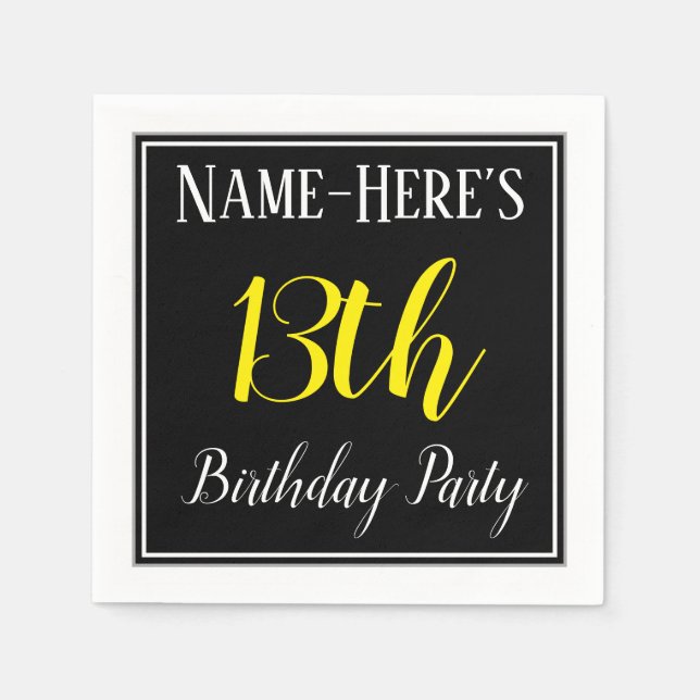 Simple, 13th Birthday Party w/ Custom Name Napkin (Front)