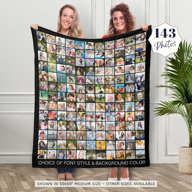 Simple 143 Square Photo Collage Personalised Fleece Blanket (Creator Uploaded)