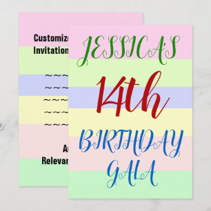 Simple "14th BIRTHDAY GALA" Birthday Invitation