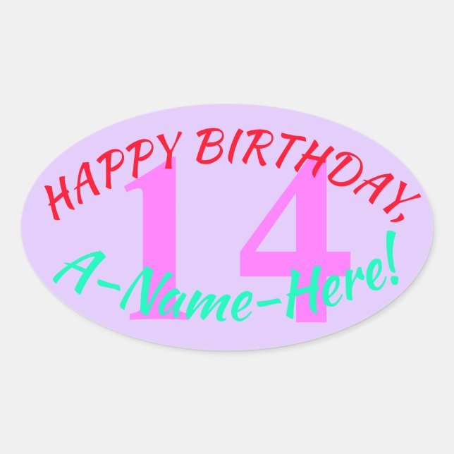 Simple 14th Birthday Sticker (Front)