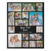 Simple 16 Photo Collage Custom Colour Personalised Faux Canvas Print (Front)