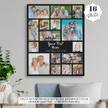 Simple 16 Photo Collage Custom Colour Personalised Faux Canvas Print<br><div class="desc">Create your own personalised, custom colour photo memory faux canvas 16x20" wall art piece utilising this easy-to-upload photo collage template featuring 16 square and rectangle pictures to accommodate a variety of shapes and sizes of images and your custom text in your choice of font styles and colours. The editable text...</div>