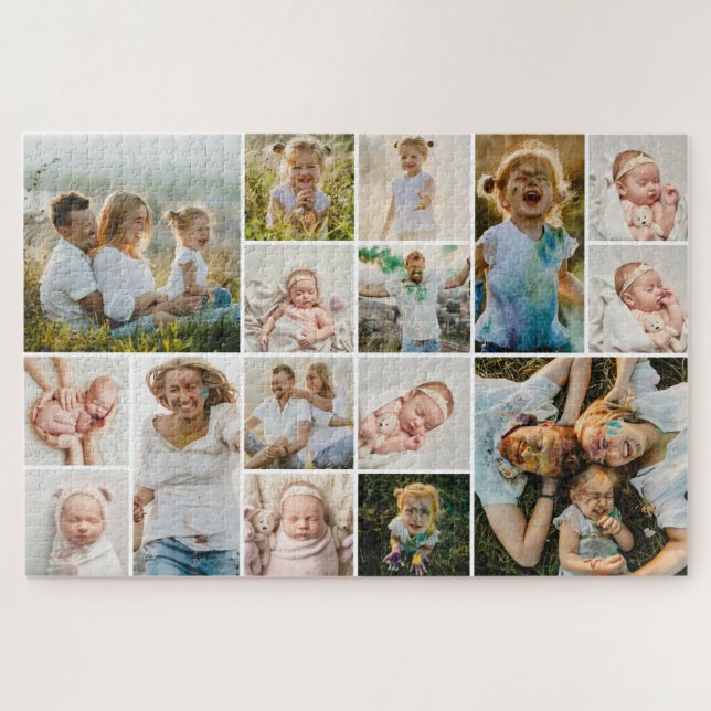 Simple 16-Photo Collage Jigsaw Puzzle (Horizontal)